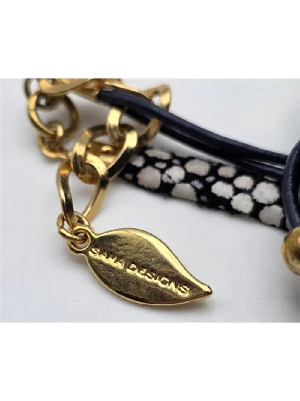 Sara Designs New York Champagne Crystal Leather Multi Strand Wrap Bracelet